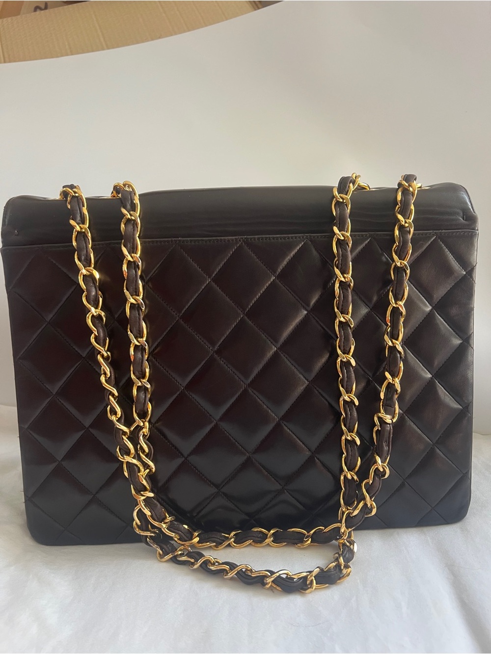 Chanel Vintage Timeless Cc Large Chocolate Brown 24K Gold Plated Hardware - Picture 3 of 12